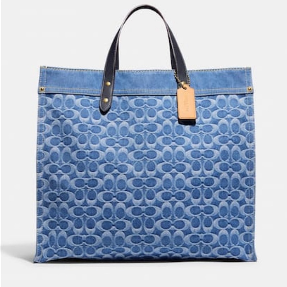 DENIM COACH FIELD TOTE SIGNATURE TOTE 40 IN  (UNISEX) - Picture 2 of 13